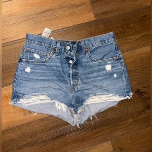 Levi's Blue Distressed Jean Shorts